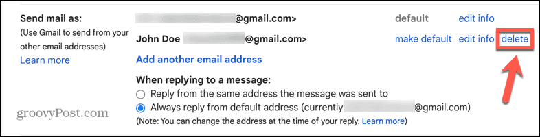 Gmail usuwa alias