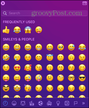 mała przeglądarka emoji na Macu