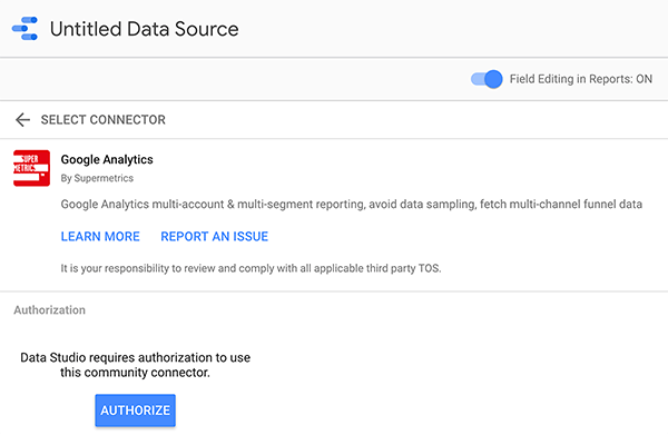 Jak podłączyć źródło danych do Google Data Studio, wskazówka 2