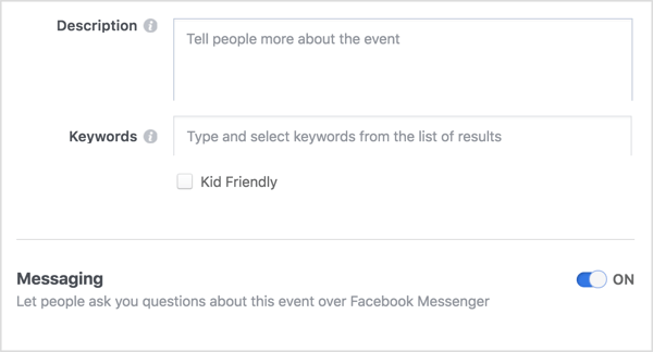 Aby zapewnić otwarty kanał komunikacji między Tobą a uczestnikami wydarzenia na Facebooku, wybierz opcję umożliwiającą innym kontaktowanie się z Tobą za pośrednictwem Messengera.