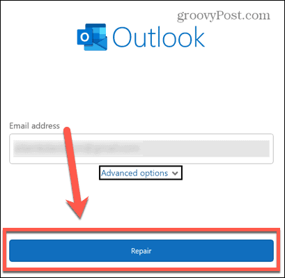 przycisk naprawy programu Outlook