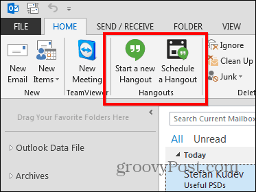 Outlook Google Hangouts