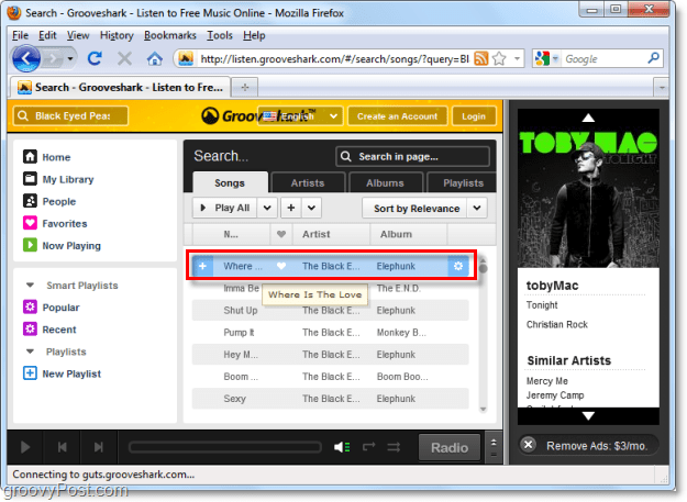 Grooveshark odtwarza dowolną piosenkę