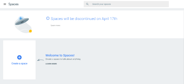 Google planuje wyłączyć swoje narzędzie do komunikacji grupowej, Spaces, 17 kwietnia 2017 r.