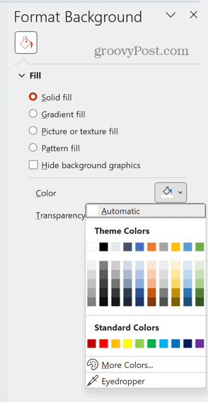 PowerPoint wybierz kolor tła