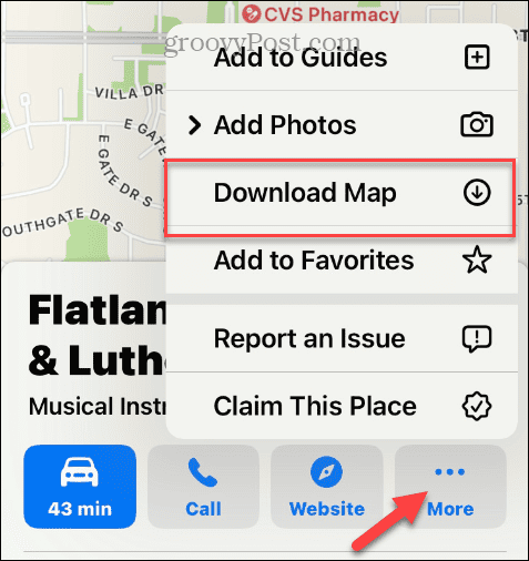 Pobierz opcję Apple Map z menu Więcej