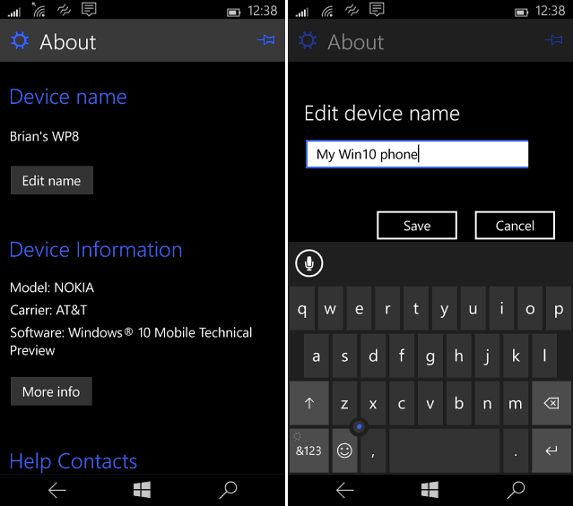 Zmień nazwę Windows Phone