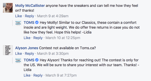 Gdy fani na Facebooku zostawiają komentarze do Twoich postów, koniecznie odpowiedz.