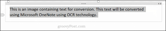 Wyodrębniono tekst z obrazu w programie OneNote