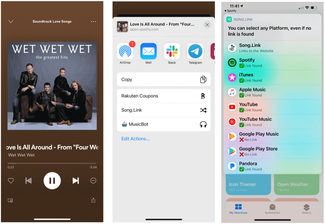 Skróty Siri dla Spotify Siri udostępniać utwory