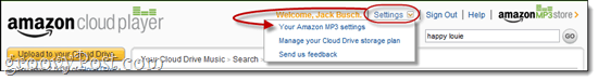 Ustawienia Amazon Cloud Player