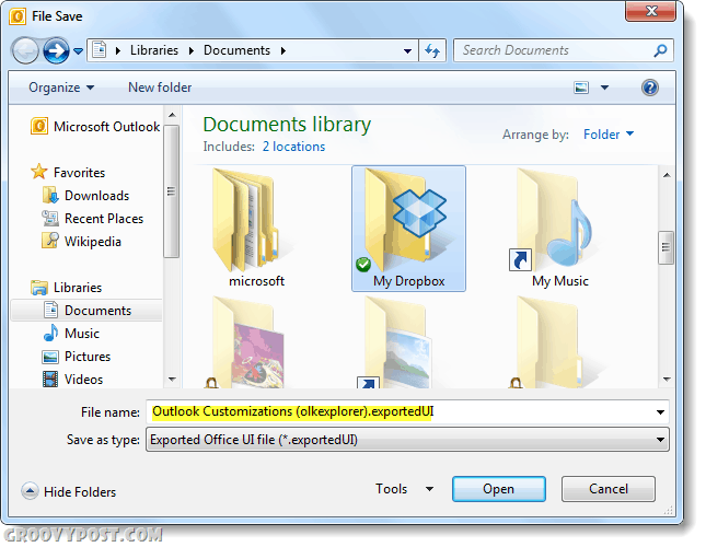 Jak wykonać kopię zapasową i przywrócić dostosowania Office 2010 wstążki
