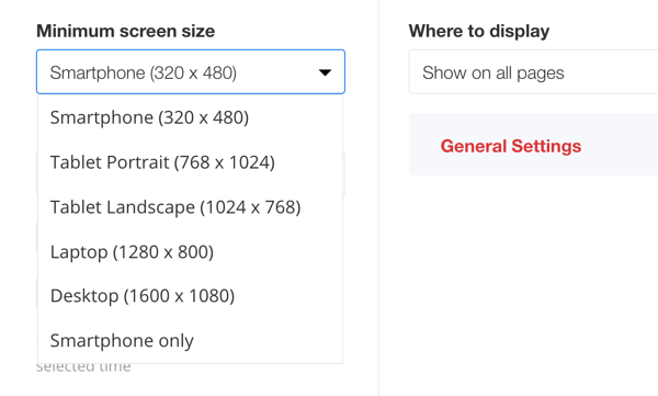 Opcje wyświetlania rozmiaru ekranu czatu na żywo zotabox