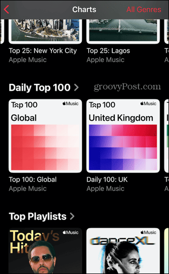 Apple Music Listy przebojów codziennie Top 100 na całym świecie