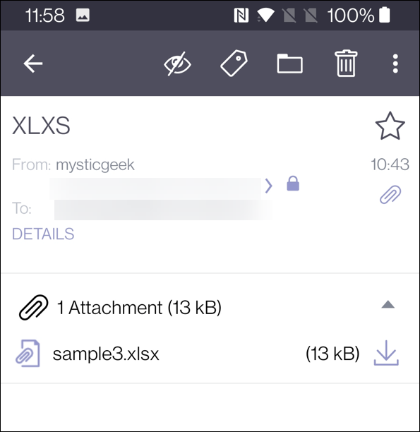 protonmail otwiera pliki xlsx w Androidzie