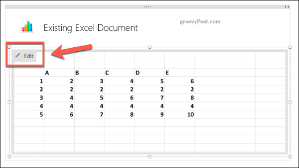 Edycja istniejącego arkusza kalkulacyjnego Excel w OneNote