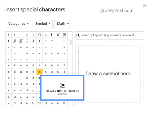 Prezentacje Google wybierz symbol