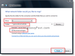 Zamapuj dysk sieciowy w systemie Windows Vista i Server 2008 z Eksploratora Windows