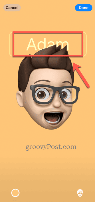 Nazwa memoji plakatu kontaktu ios