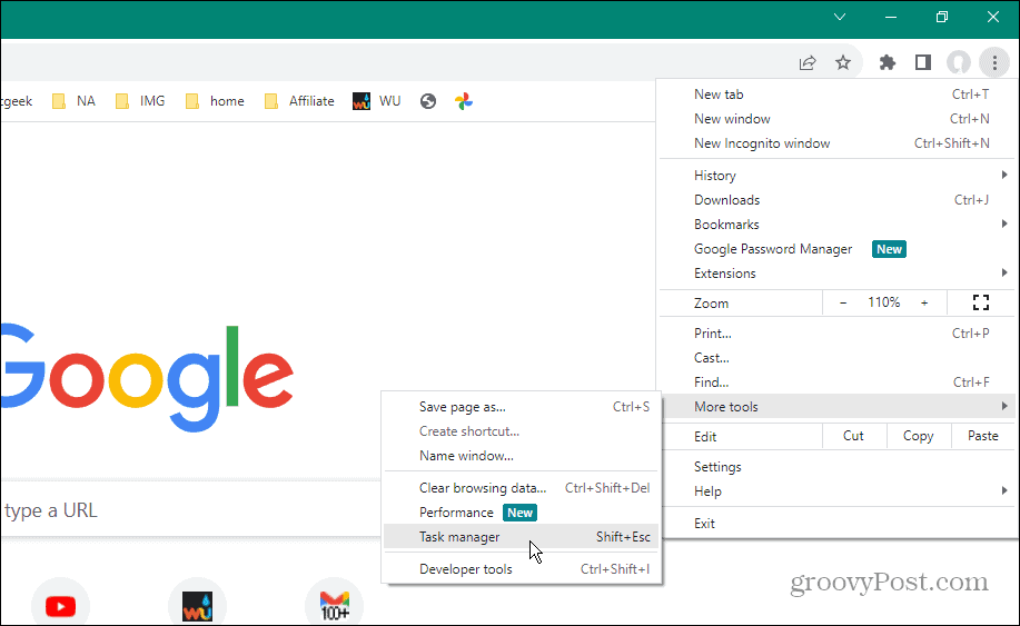 Menedżer zadań narzędzi Chrome 