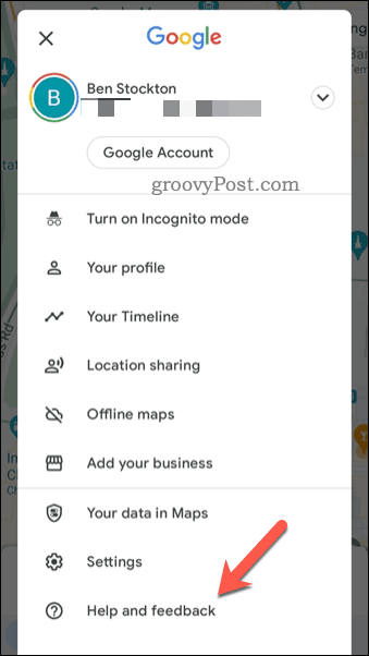 Otwórz menu opinii w Mapach Google