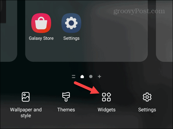 przycisk widżetów Samsung Galaxy