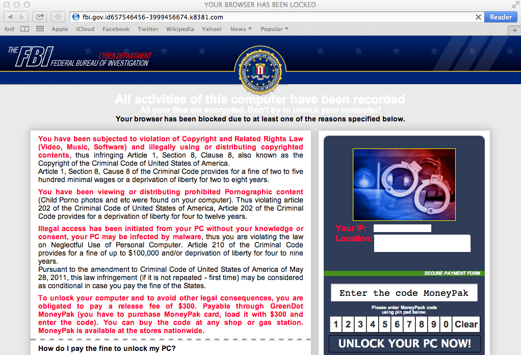 Witryny z oprogramowaniem ransomware podszywające się pod FBI atakują system Mac OS X - jak to zatrzymać
