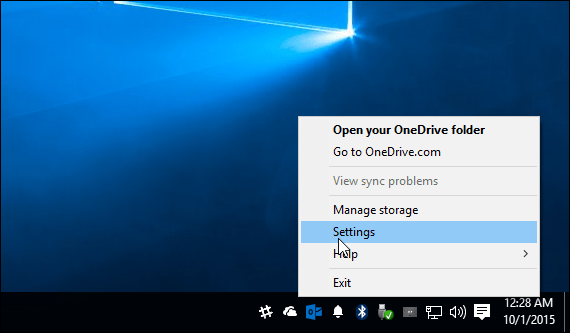 Taca systemowa OneDrive dla systemu Windows 10