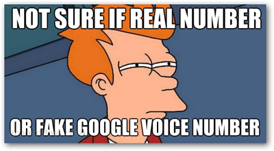 nie jestem pewien, czy numer rzeczywisty lub fałszywy numer Google google