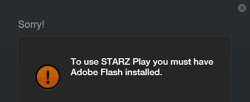 Komunikat o błędzie flash