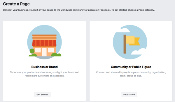 Krok 1, aby utworzyć stronę biznesową na Facebooku.