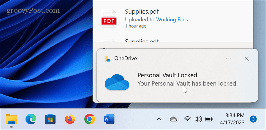 Czas blokady magazynu osobistego usługi OneDrive