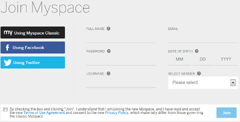 Nowa konfiguracja profilu Myspace