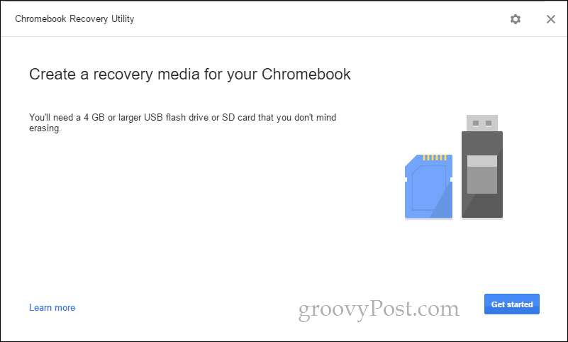 Narzędzie do odzyskiwania Chromebooka zacznij