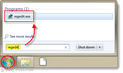 uruchom edytor rejestru w Windows 7 lub Vista