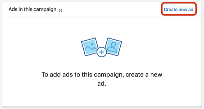 Utwórz nową opcję reklamy do konfiguracji reklam konwersacyjnych na LinkedIn