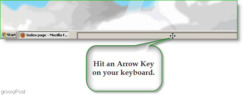 Zrzut ekranu systemu Windows XP - naciśnij klawisz strzałki, aby znaleźć utracone okno