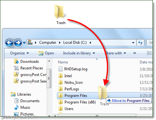 jak przenieść folder w Windows 7
