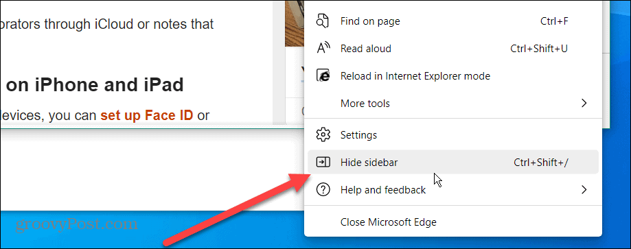 Wyłącz pasek boczny Microsoft Edge