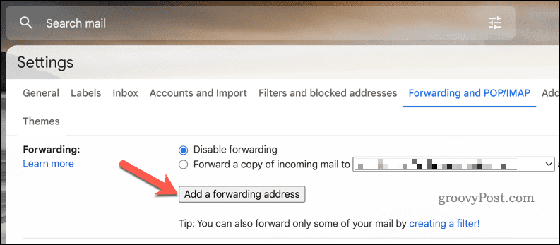 Dodaj adres do przekazywania Gmaila