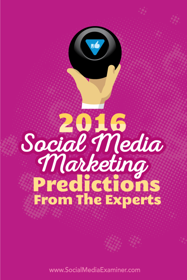Prognozy marketingowe w mediach społecznościowych na 2016 rok od 14 ekspertów