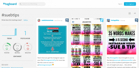 Korzystaj z Tagboard, aby zgłaszać i sprawdzać swoje unikalne hashtagi na Instagramie. 