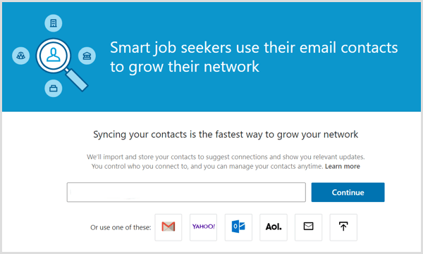 Narzędzie LinkedIn do synchronizowania kontaktów e-mail z kontem LinkedIn