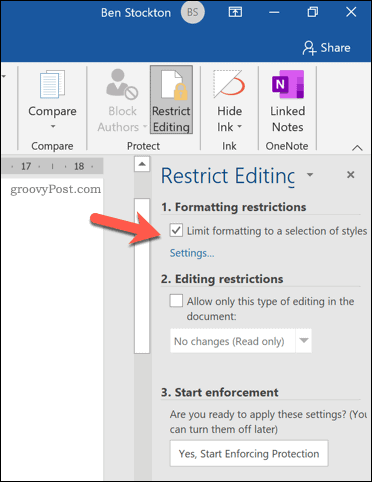 Ogranicz opcję formatowania w programie Microsoft Word