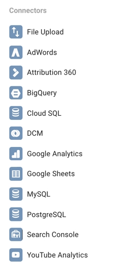 Studio danych Google umożliwia połączenie z wieloma różnymi źródłami danych.