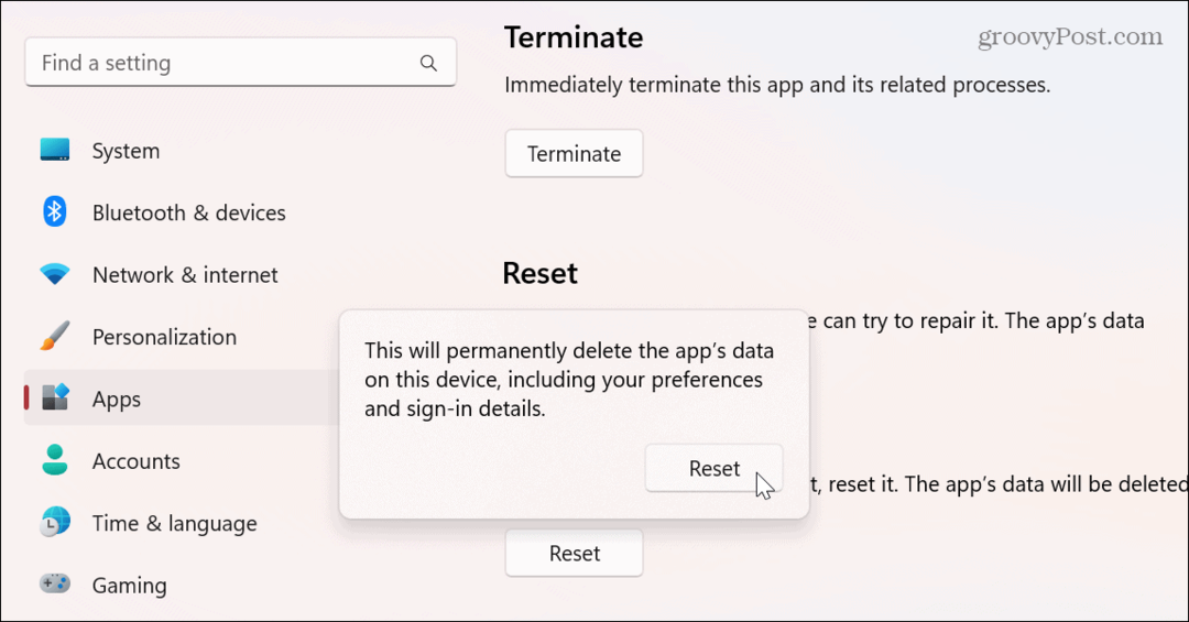 Zresetuj aplikację Ustawienia w systemie Windows 11