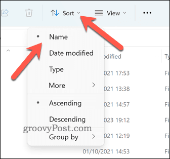 Tryby sortowania eksploratora plików w systemie Windows 11