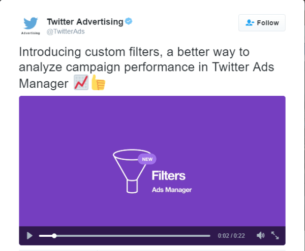 filtry niestandardowe menedżera reklam na Twitterze