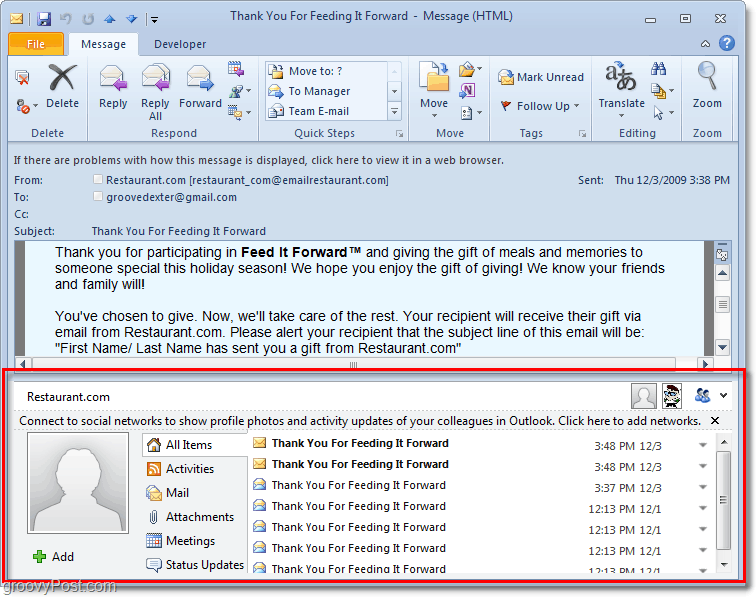 okienko osób jest denerwujące i zajmuje połowę ekranu w programie Outlook 2010