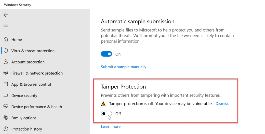 Włączanie lub wyłączanie ochrony przed manipulacją w systemie Windows 11